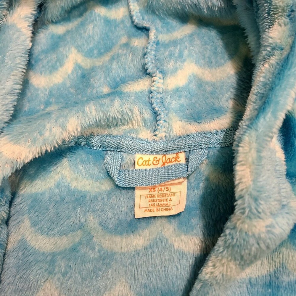 Cat & Jack Blue Owl Bath Bedtime Pajama Robe! XS 4/5 (No Belt) - Picture 3 of 9